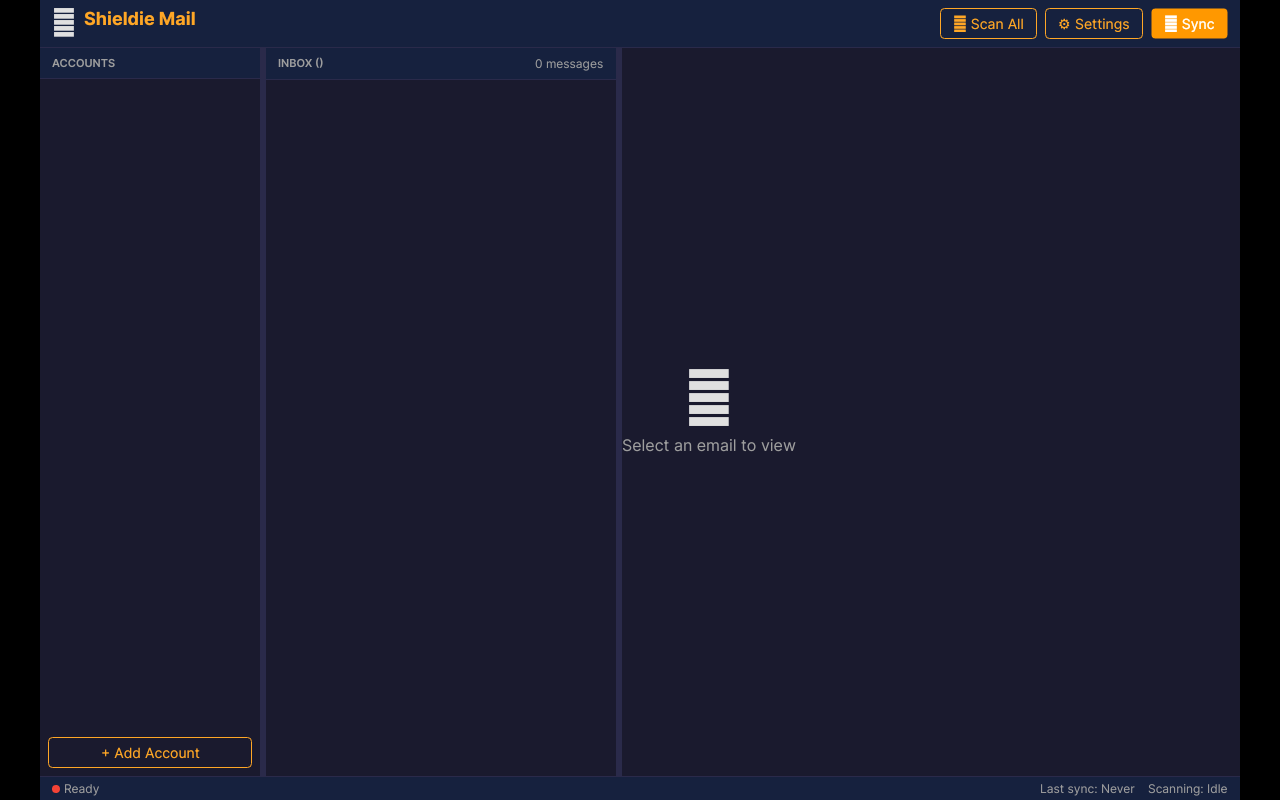 Shieldie Mail application screenshot